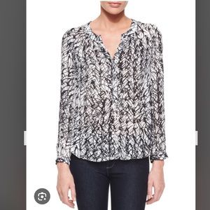 FREE w/purchase Milly Tessa blouse Scribble Print Dove silk charmeuse blouse 12